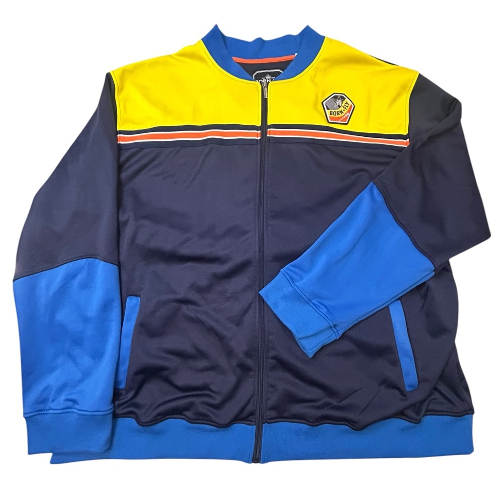 Born Fly Men's Colorblock Tricot‎ Softshell Track Jacket 5XL Streetwear Big Tall